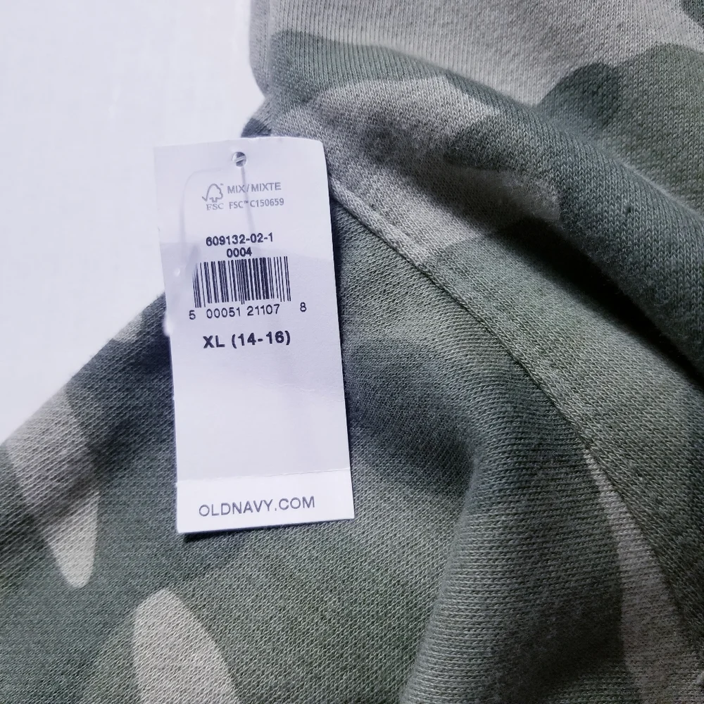 NWT OLD NAVY GIRL'S CROPPED GREEN CAMO HOODIE SIZE XL 14-16